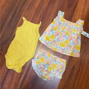 Carter's Yellow and Citrus Print Diaper Cover Set